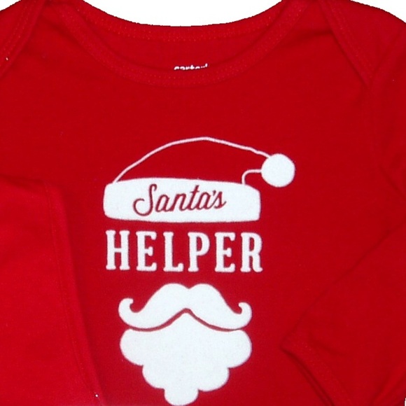 Christmas Bodysuit Baby Bib Santa's Helper Boys - Picture 3 of 3